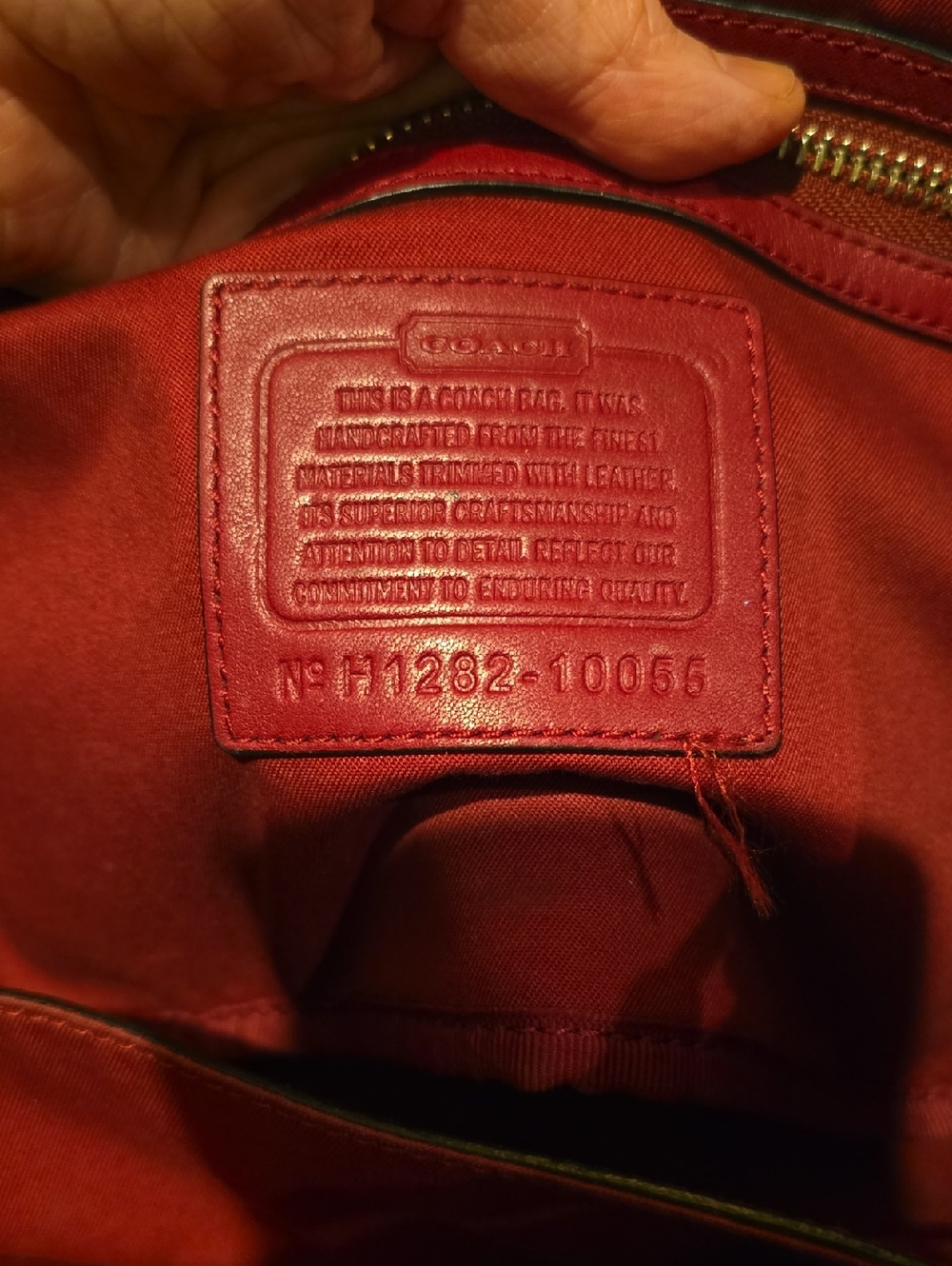 Coach Canvas Shoulder Bag in Red, Tan, Cream & Black. 14'W × 11' Tall. - Picture 12 of 16
